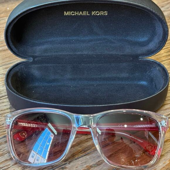 Michael Kors Tessa M2904S 639 Red Clear Wayfarer Gradient Pink Sunglasses Case - Picture 7 of 16